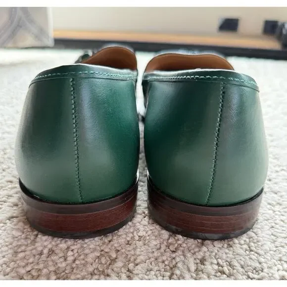 Talbots Leighton 8.5 Emerald Green Leather Tassel Loafers Classic Preppy Flats - Picture 8 of 10